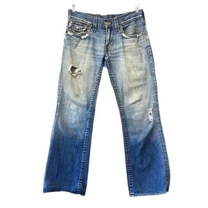 True Religion Jeans Mens Sz 31x33 (34.5x31) Billy Flap Pocket Distressed Ripped